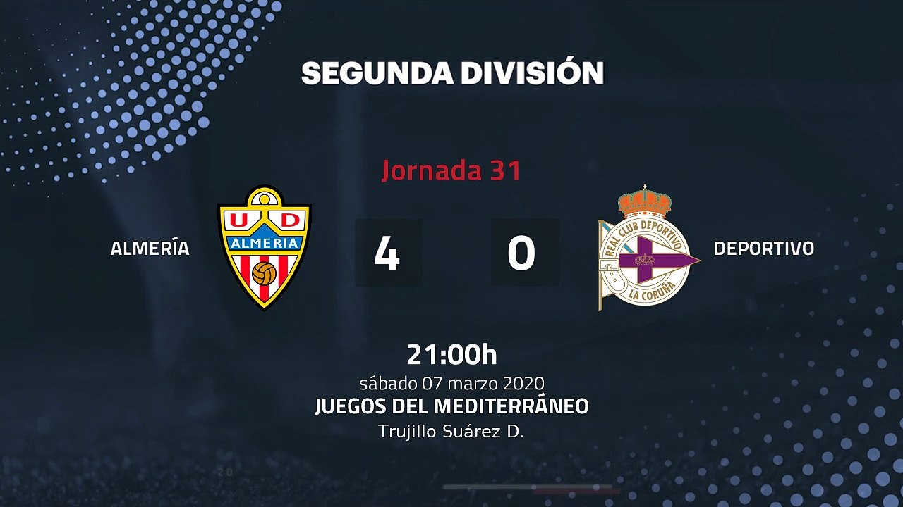 Resumen partido entre Almería y Deportivo Jornada 31 Segunda División