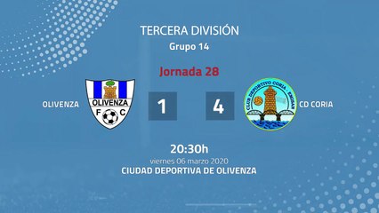 Resumen partido entre Olivenza y CD Coria Jornada 28 Tercera División