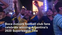 Boca Juniors football fans celebrate Argentina Superleague win