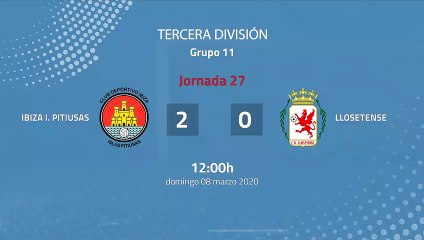 Resumen partido entre Ibiza I. Pitiusas y Llosetense Jornada 27 Tercera División