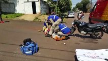Motociclista fica ferido após colisão com ônibus na Rua Souza Naves