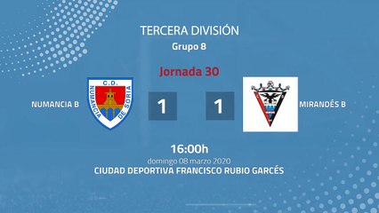 Resumen partido entre Numancia B y Mirandés B Jornada 30 Tercera División
