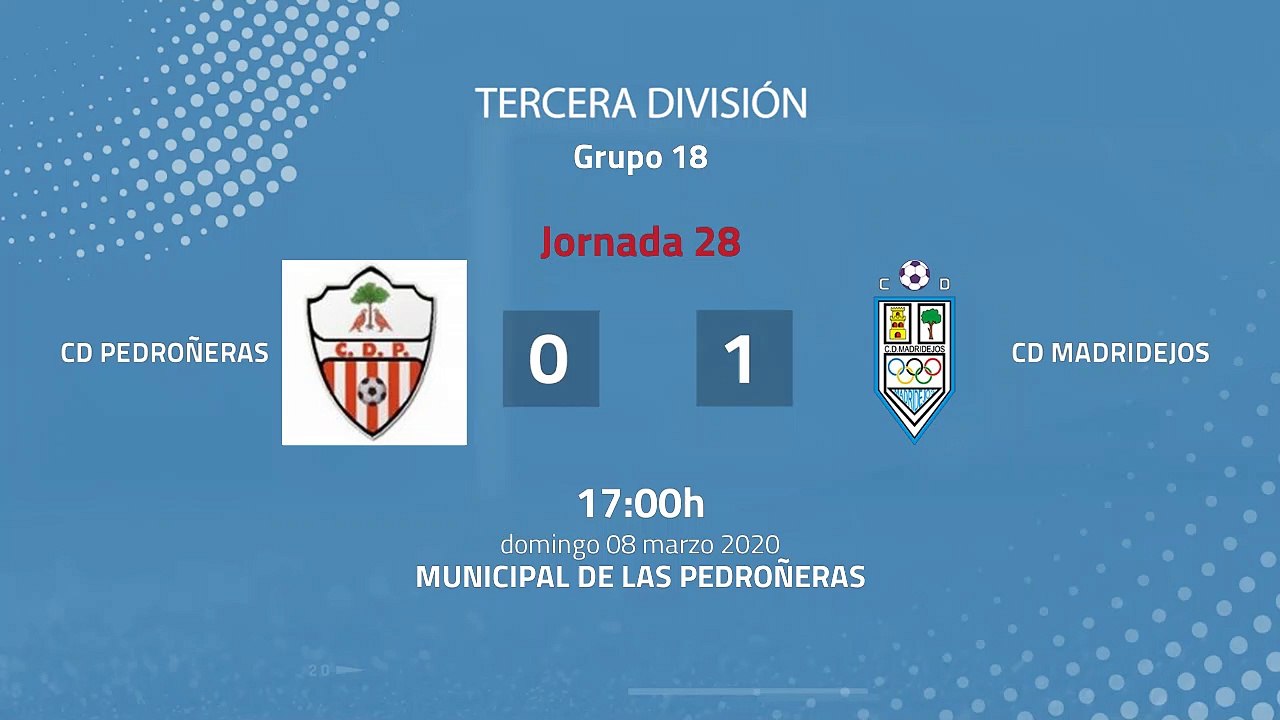 Resumen partido entre CD Pedroñeras y CD Madridejos Jornada 28 Tercera División