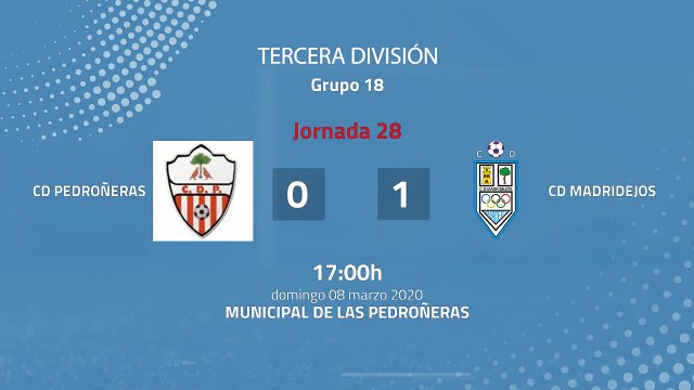 Resumen partido entre CD Pedroñeras y CD Madridejos Jornada 28 Tercera División