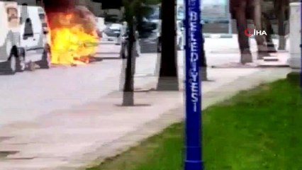 Kontağı açtı, otomobil alev topuna döndü