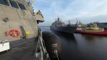 Two US Navy Littoral Combat Ships - Moor using the World's Largest Pneumatic Fender - March 4, 2020