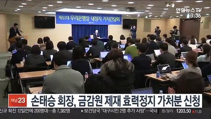 손태승 회장, 금감원 제재 효력정지 가처분 신청