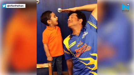 Watch: Irfan Pathan's son tries to knock out  Tendulkar with his boxing skills