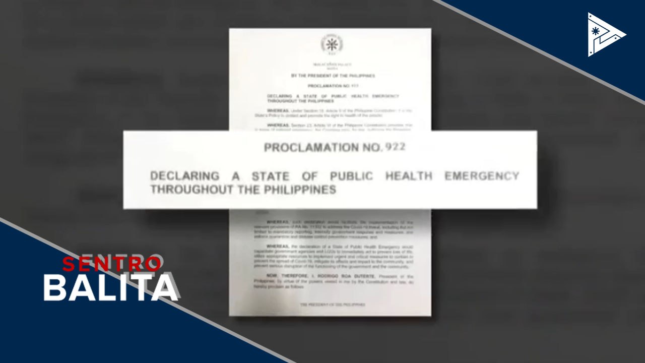 State of public health emergency, idineklara sa bansa dahil sa COVID-19