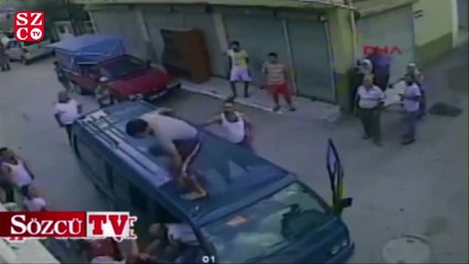 Balkondan kavgaya atladı
