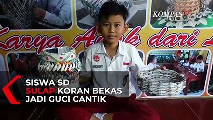 Siswa SD Sulap Koran Bekas jadi Guci Cantik