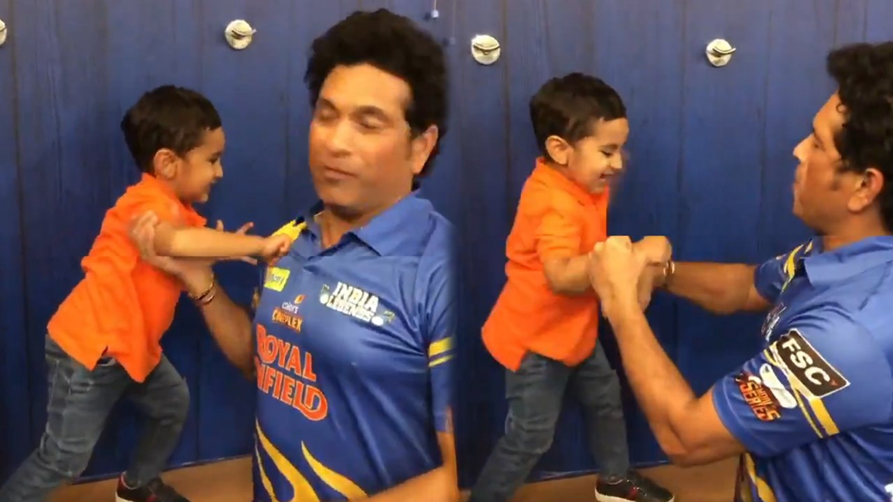 Sachin Tendulkar's boxing match with Irfan Pathan son