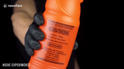 Serbian YouTubers break down the layers of a Coca-Cola can with drain cleaner