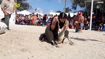 Later Gator! Footage Shows Woman Sticking Her Head In Gator’s Jaws During Alligator Competition!