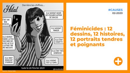 Féminicides : 12 dessins, 12 histoires, 12 portraits tendres et poignants