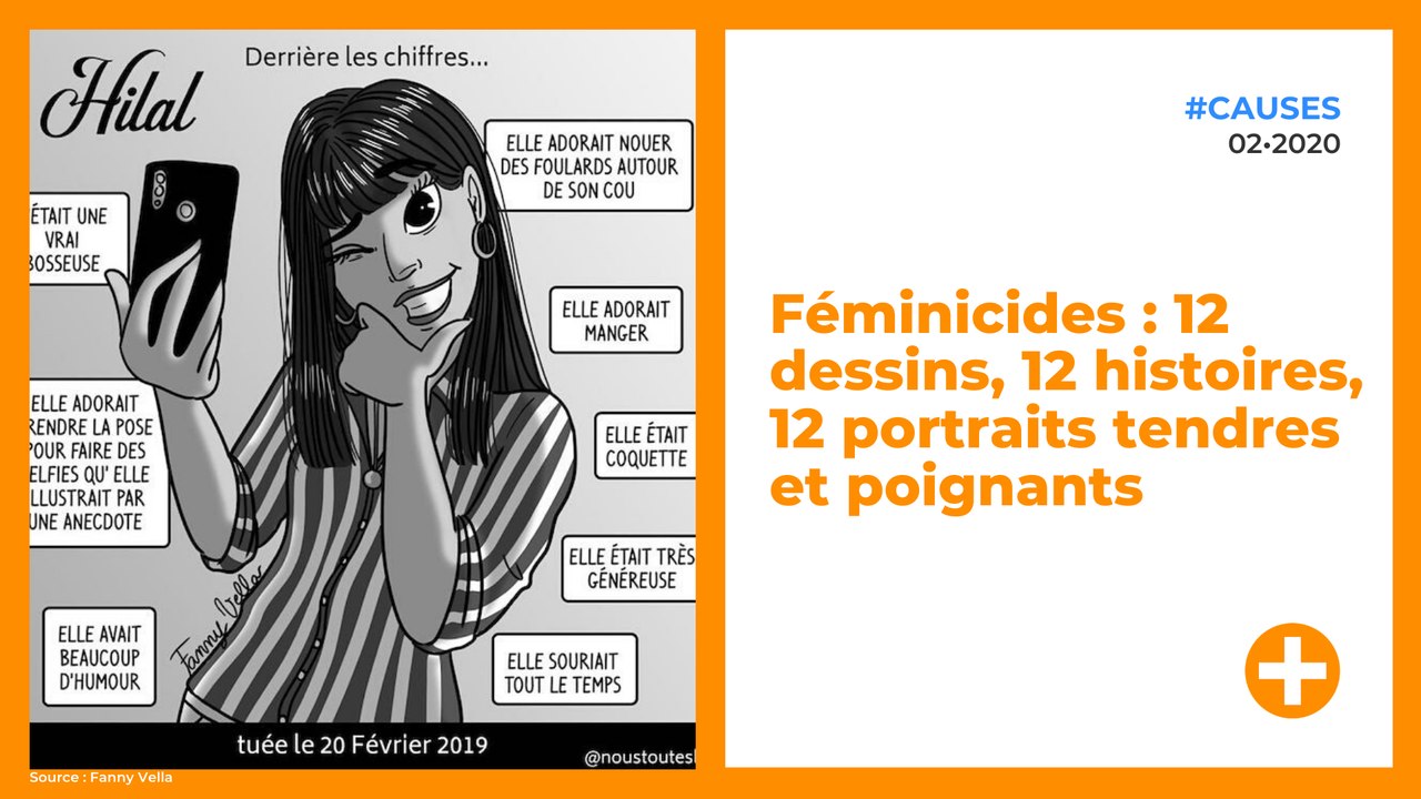 Féminicides : 12 dessins, 12 histoires, 12 portraits tendres et poignants