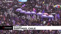 Hundreds of thousands protest violence against women in Chile