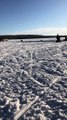 Jumping a Subaru on Ice at Charlie Lake