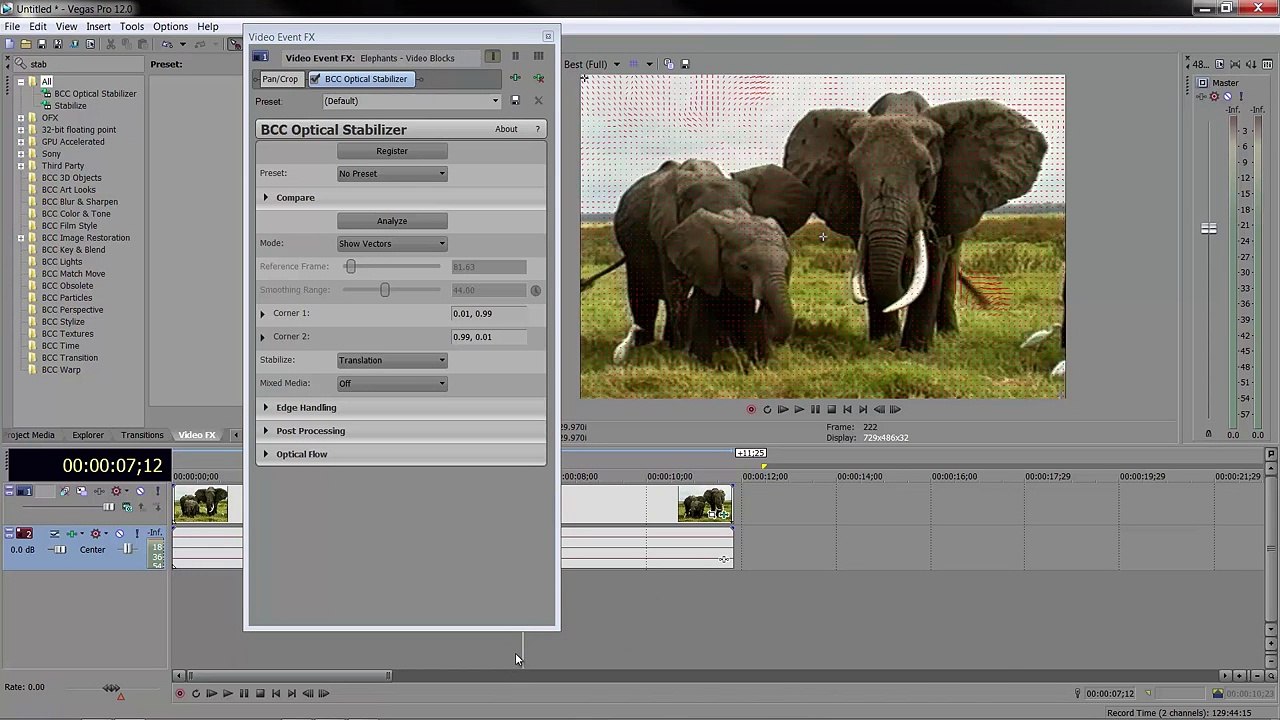 Vegas Pro 58 BCC Optical Stabilizer
