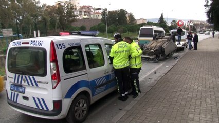 Ehliyetsiz sürücü takla attı, aracını bırakıp kaybolan telefonunu aradı