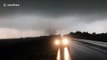 Storm chaser captures moment tornado narrowly misses house in Oklahoma