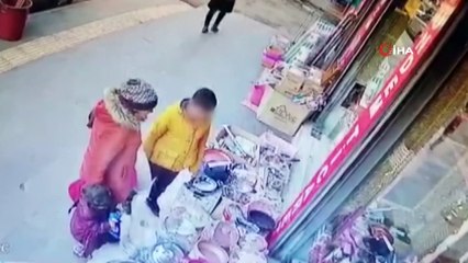 Tencereyi gözüne kestirdi, çocuğa böyle çaldırttı