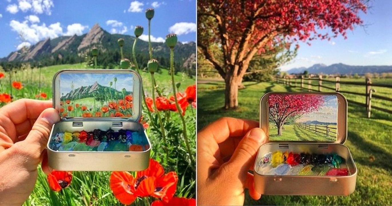 Il réalise des peintures miniatures, plus vraies que nature, sur des petites boîtes métalliques
