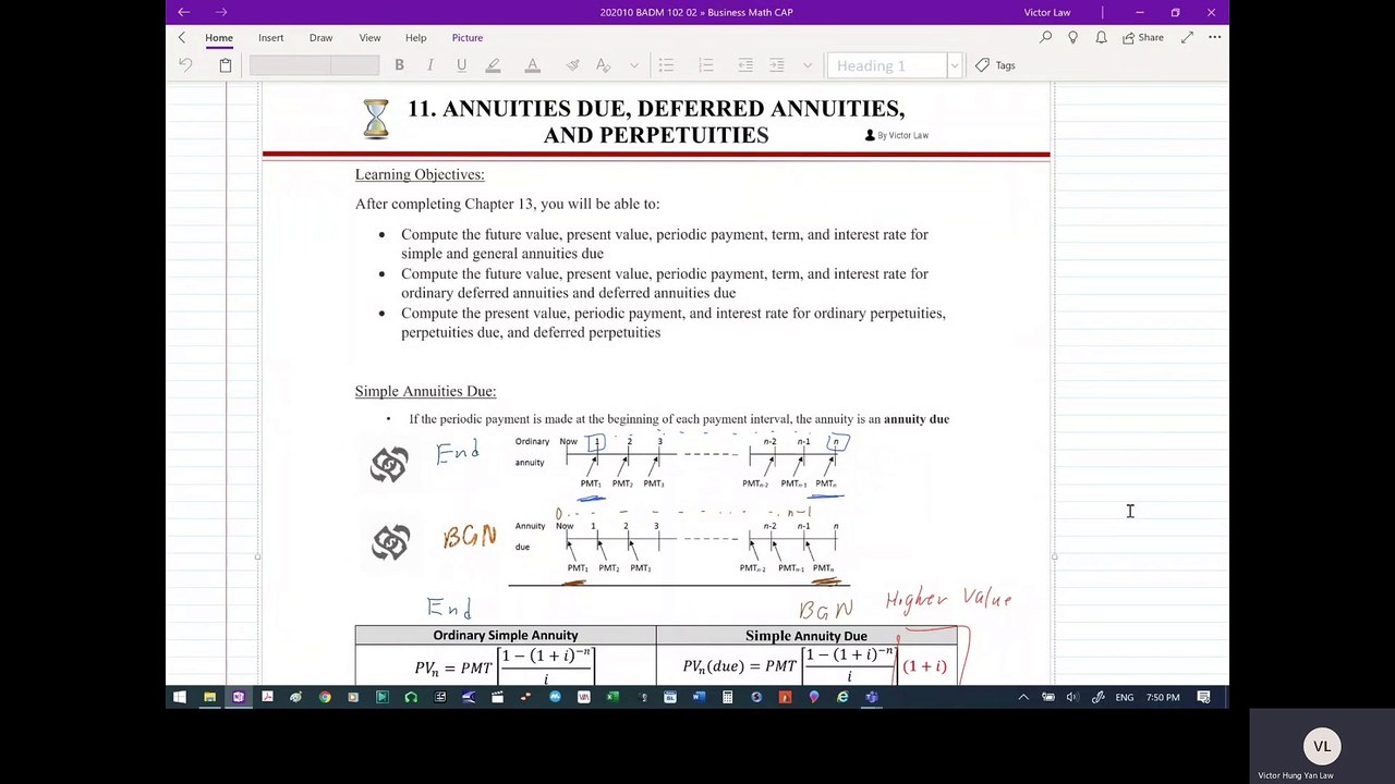 Annuities Due, Deferred Annuities and Perpetuities 001