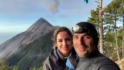 Yanardağ patlamasının eşsiz anları havadan görüntülendi