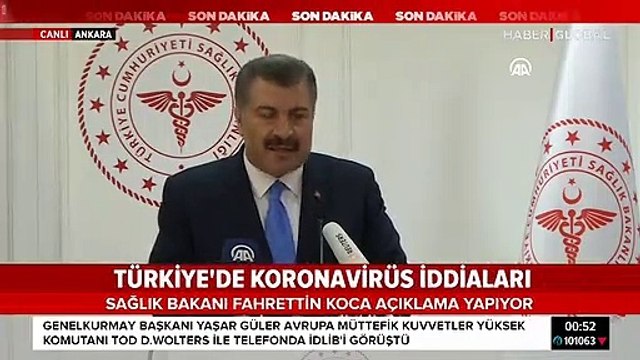 Sağlık Bakanı Koca: Türkiye'de bir kişide koronavirüs tespit edildi