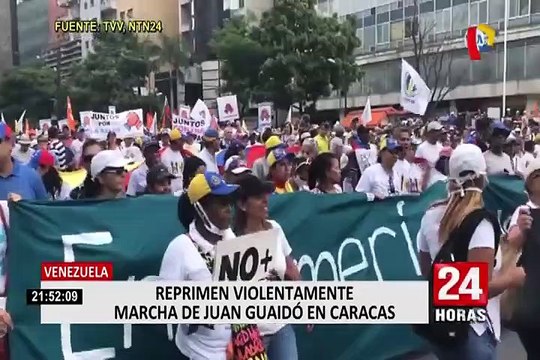 Policías y militares reprimen marcha convocada por Juan Guaidó