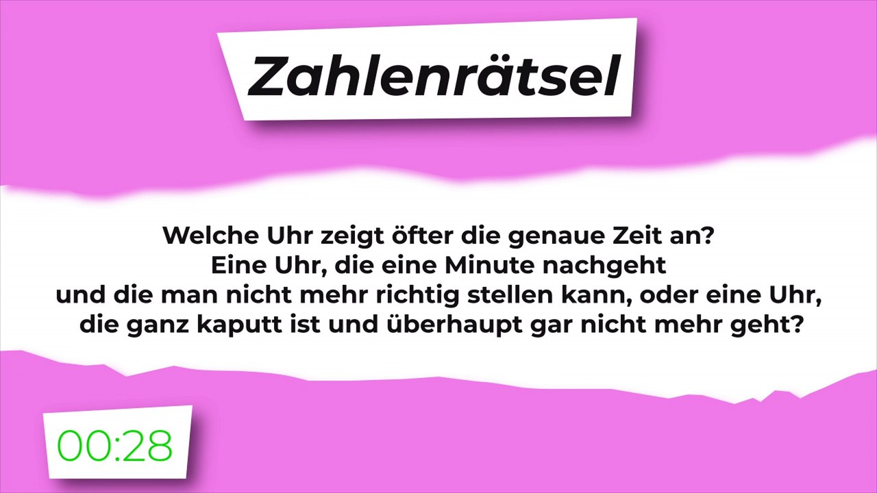 Zahlenrätsel: kaputte Uhr