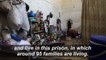 Displaced families seek shelter at abandoned prison in Idlib, Syria