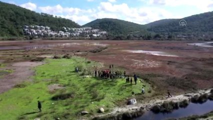 Bodrum'da kuruyan Akdeniz Gölü Sulak Alanı havadan görüntülendi