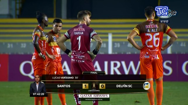 Delfín pierde ante Santos de Brasil por Copa Libertadores 2020