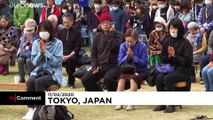 مراسم یابود قربانیان سونامی و فاجعه اتمی فوکوشیمای ژاپن برگزار شد