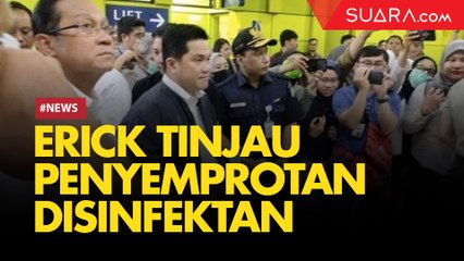 Cegah Corona, Erick Thohir dan Kepala BNPB Tinjau Penyemprotan Disinfektan di Stasiun Gambir