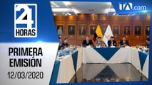 Noticias Ecuador: Noticiero 24 Horas 12/03/2020 Primera Emisión