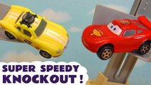 Hot Wheels Speedway Knockout Funlings Race with Disney Cars Lightning McQueen vs Toy Story 4 & DC Comics in this Family Friendly Full Episode English
