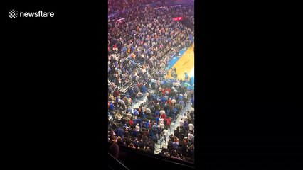 Crowd boos as Jazz and Thunder players leave court after NBA suspends season