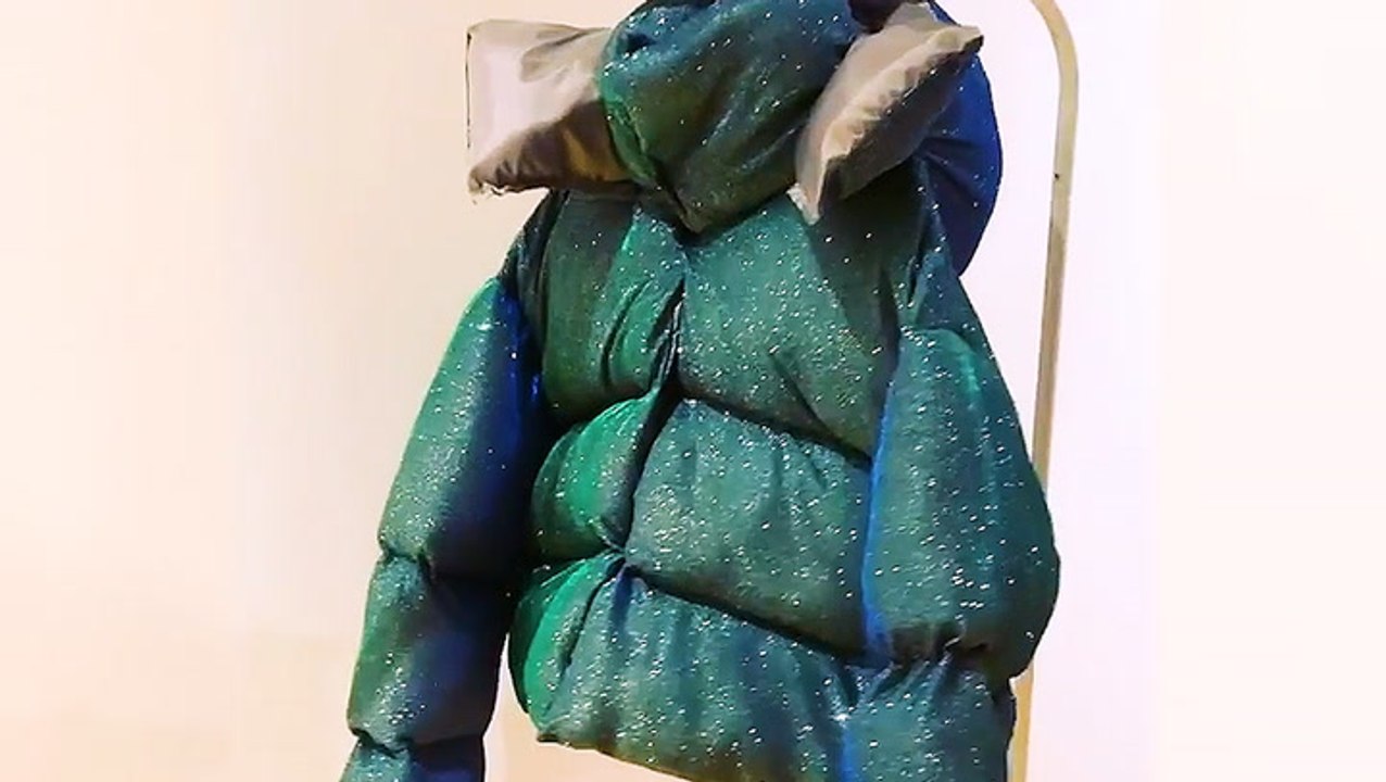 These glitter-covered puffer jackets are a fres...