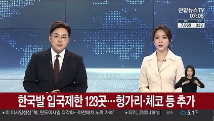 한국발 입국제한 123곳…헝가리·체코 등 추가