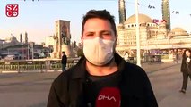 Taksim Meydanı’nda maskeli Corona virüs önlemleri