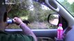 Playful sloth bear intercepts safari jeep and starts chews on wing mirror in Sri Lanka