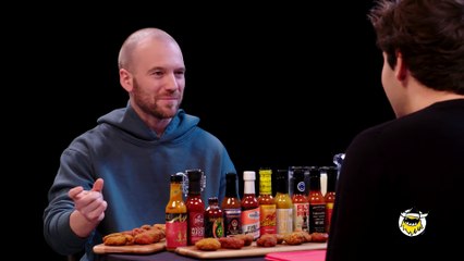 David Dobrik Experiences Real Pain While Eating Spicy Wings-Hot Ones_