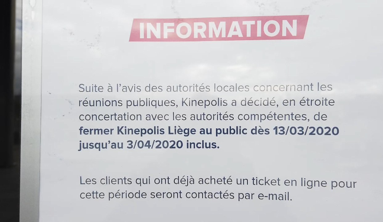 Coronavirus: les complexes Kinepolis ferment leurs portes jusqu'au 31 mars au moins