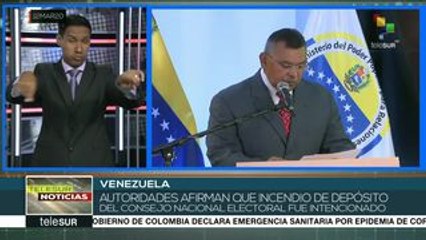 Venezuela: gob. afirma que incendio en depósito de CNE fue provocado