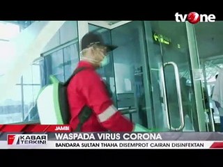 Bandara Sultan Thaha Disemprot Cairan Disinfektan