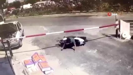 Motosiklet sürücüsünün talihsiz anı