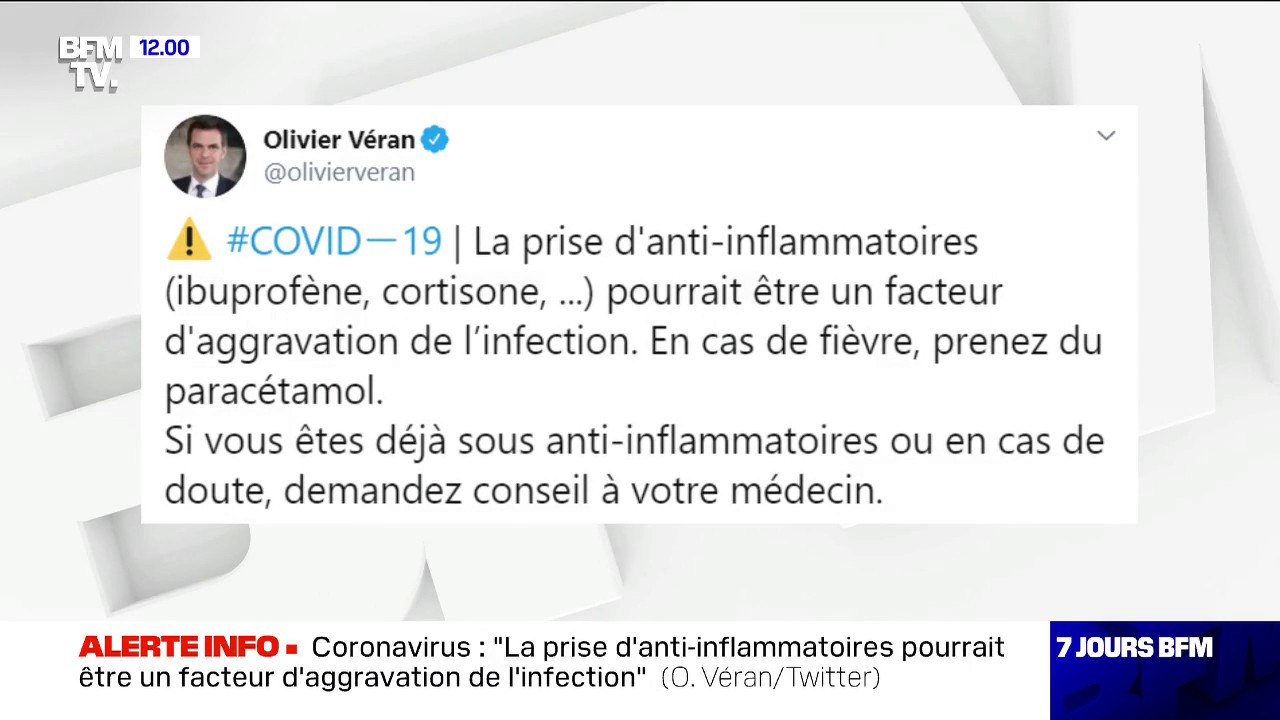 Coronavirus: "La prise d'anti-inflammatoires pourrait être un facteur d'aggravation de l'infection", selon Olivier Véran